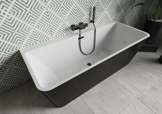 nykyaikainen seinävastainen vapaasti seisova amme 170x80 cm