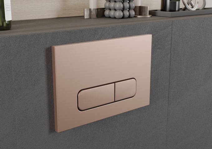 Uppoasennettavat WC-telineet vaaleanpunaisella kultapainikkeella