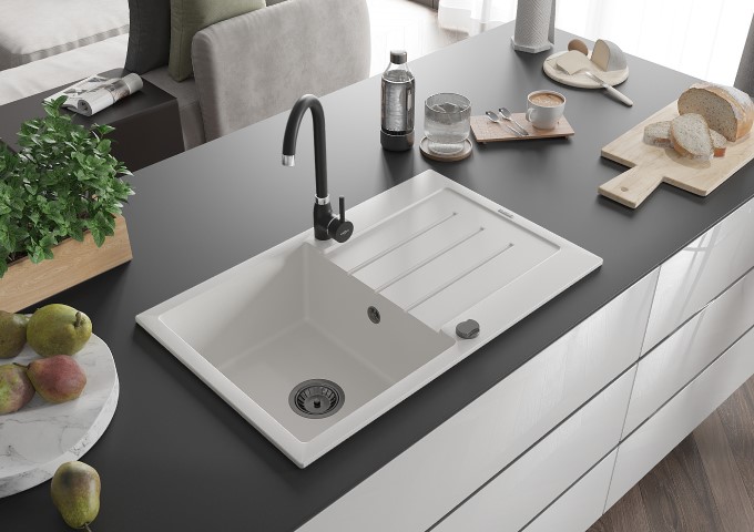 Graniittiset yksialtaiset valkoiset keittiöaltaat