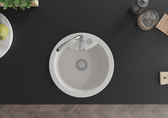 Graniittiset yksialtaiset valkoiset keittiöaltaat