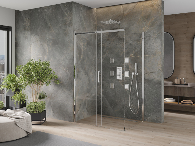 Tummat marmori laatat kylpyhuoneessa