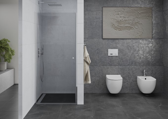 Drzwi prysznicowe w minimalistycznej łazience