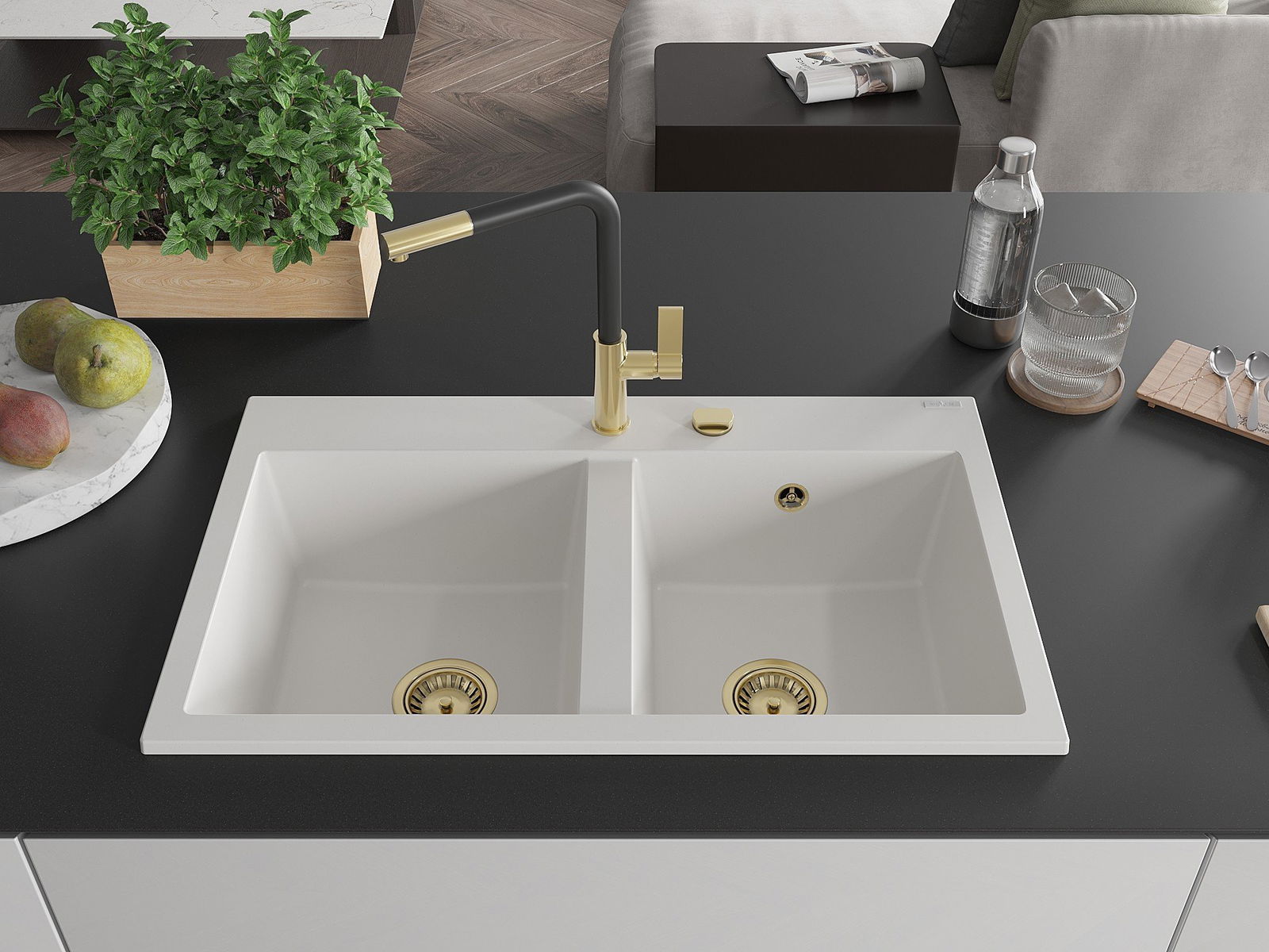 suuri kaksialtainen pesuallas