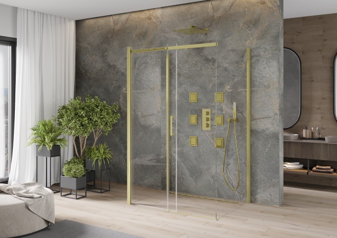 Kabina prysznicowa ze złotym profilem