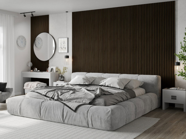 Wenge-lamellit makuuhuoneessa