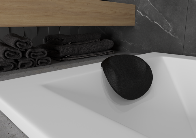 Czarny zagłówek wannowy