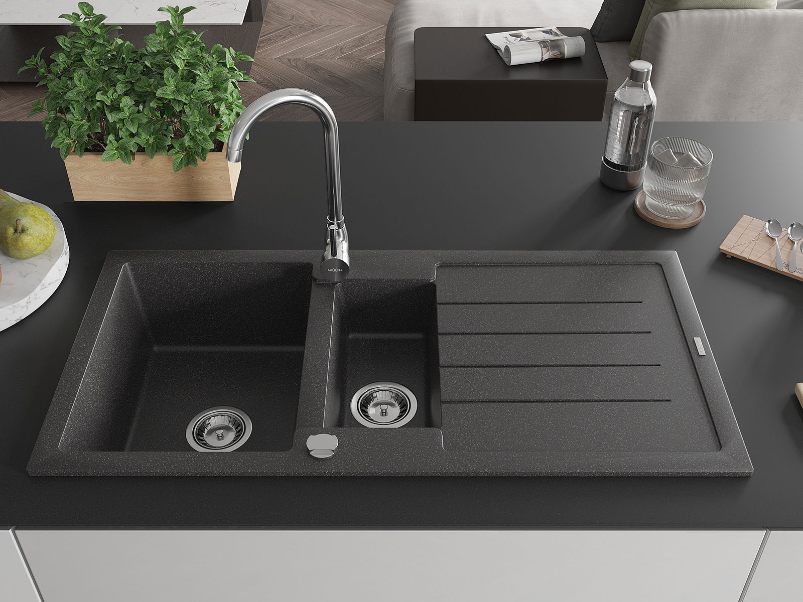 Upotettava pesuallas pöytätasoon