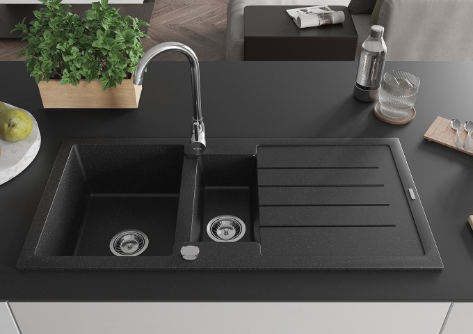 Graniittikeittiöt musta/hopeametalli