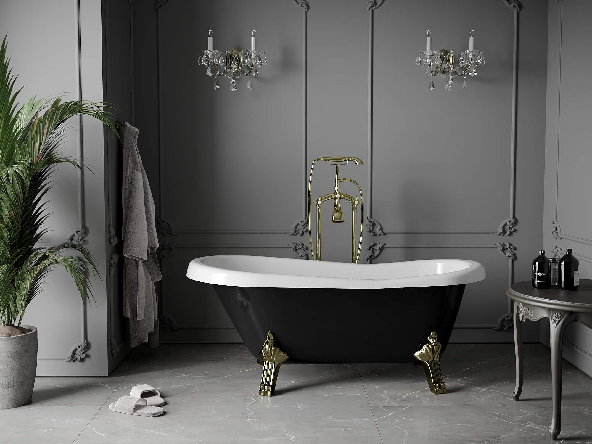 Kylpyamme-suihkusekoittajat valko/kulta