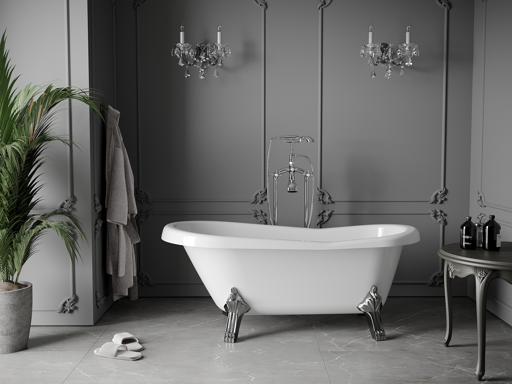 Kylpyhuone retro-tyyliin