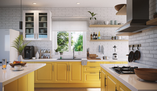 Tiiliseinä keittiössä