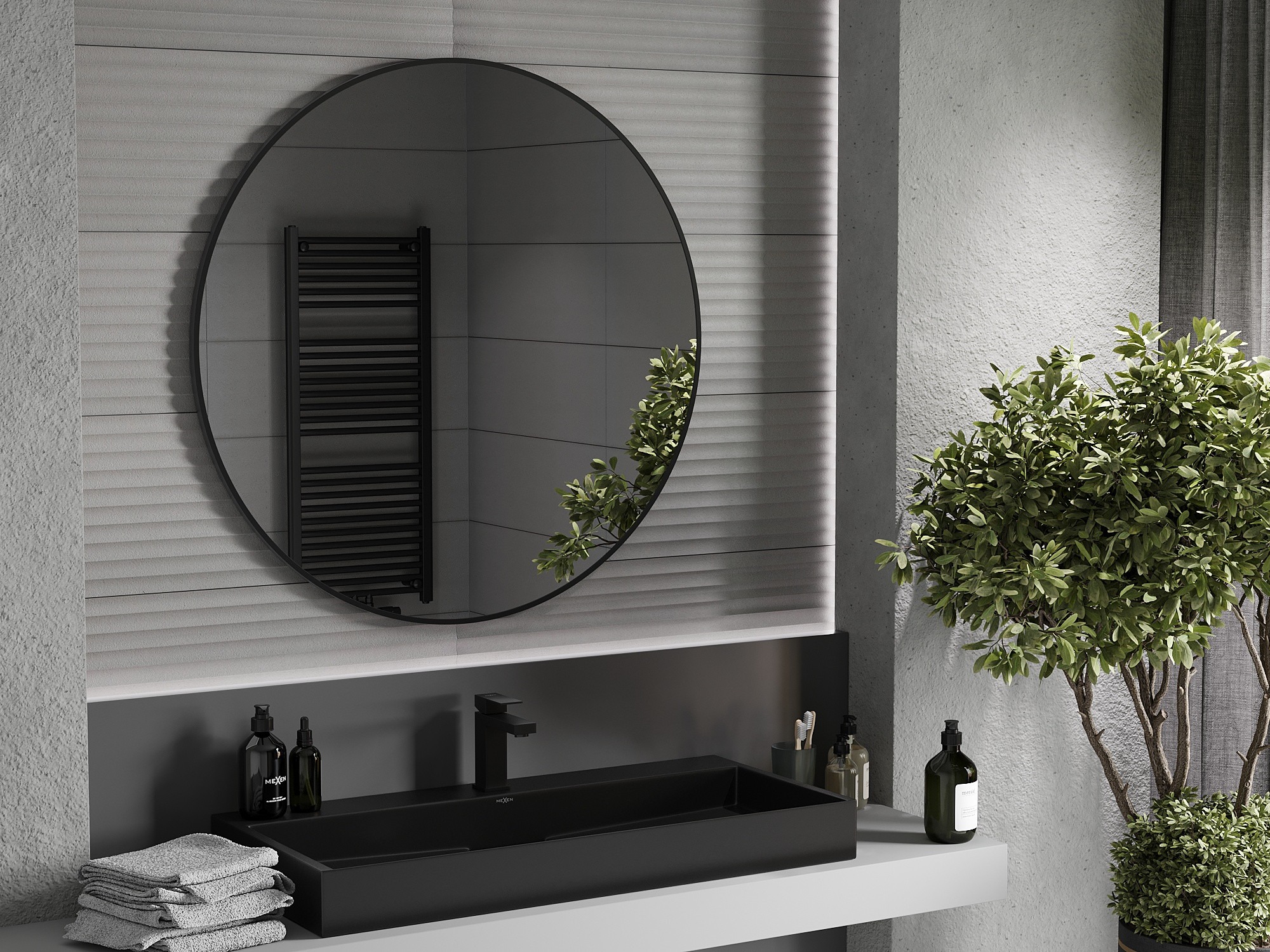 Tumma kylpyhuone teollisuustyylillä